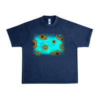 Navy turquoise gemstone sunflower background Urban Heavy Tee - JahusDesignShop