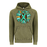 Vintage Olive Ovarian Liver Cancer Awareness Sunflower Vintage Hoodie - RanaPortraitStore