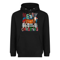 Black merry christmas simmental cow Heavyweight Hoodie - FaDigitalArtStudio