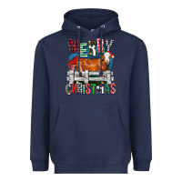 Navy merry christmas simmental cow Heavyweight Hoodie - FaDigitalArtStudio