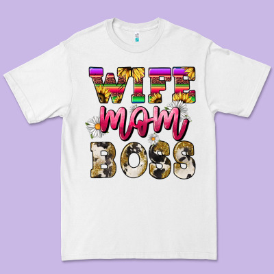 Wife Mom Boss Daisy Premium Tee Designed By Nancycooperartshop