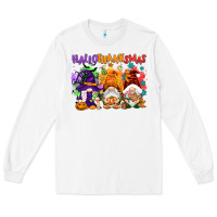 White Hallothanksmas gnomes Long Sleeve Tee - NancyCooperArtShop