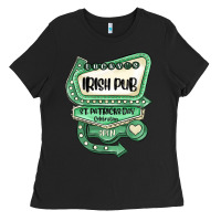 Black st patricks day ırısh pub Ladies Tee - MaliasSmallBusiness