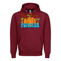 Burgundy Hey There Pumpkin Zipper Hoodie - FaDigitalArtStudio
