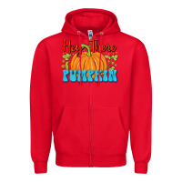 Red Hey There Pumpkin Zipper Hoodie - FaDigitalArtStudio