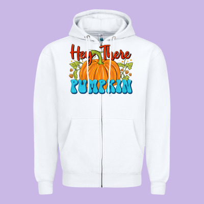Hey There Pumpkin Zipper Hoodie Designed By Fadigitalartstudio
