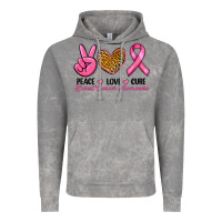 Cloud Rock Peace Love Cure Breast Cancer Vintage Hoodie - RanaPortraitStore