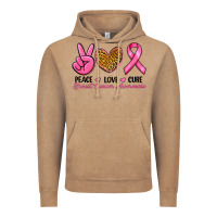 Vintage Coffee Peace Love Cure Breast Cancer Vintage Hoodie - RanaPortraitStore