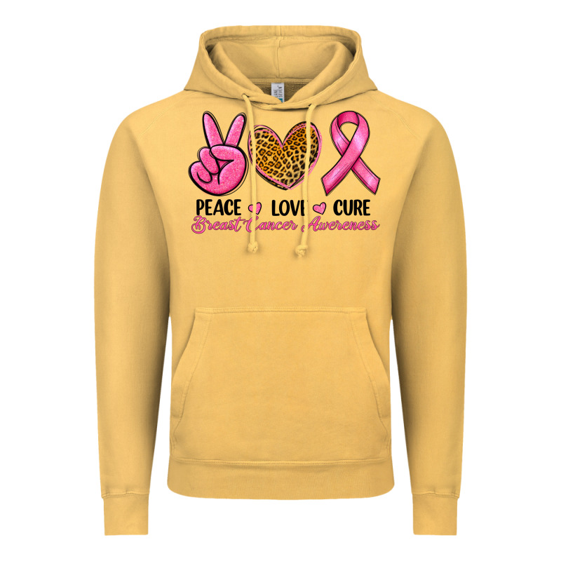 Peace Love Cure Breast Cancer Vintage Hoodie by RanaPortraitStore | Teevron