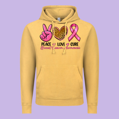 Peace Love Cure Breast Cancer Vintage Hoodie Designed By Ranaportraitstore