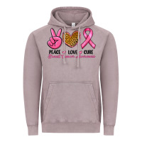 Vintage Zinc Peace Love Cure Breast Cancer Vintage Hoodie - RanaPortraitStore