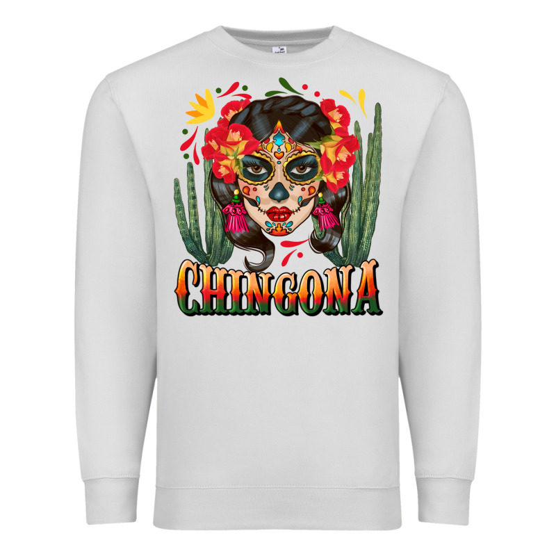 Chingona Sugar Skull Premium Sweatshirt by BundleAndBundleShop | Teevron