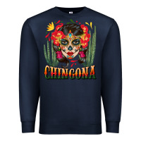 Navy chingona sugar skull Premium Sweatshirt - BundleAndBundleShop