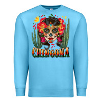 Ocean Blue chingona sugar skull Premium Sweatshirt - BundleAndBundleShop