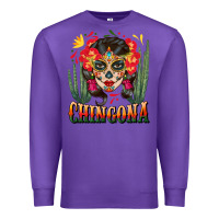 Purple chingona sugar skull Premium Sweatshirt - BundleAndBundleShop