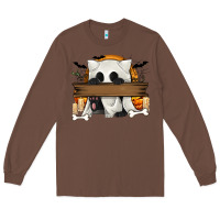 Chestnut Personalized Halloween Ghost Cat Long Sleeve Tee - texasbilliewilder