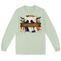 Matcha Personalized Halloween Ghost Cat Long Sleeve Tee - texasbilliewilder
