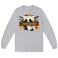 Moon Dust Personalized Halloween Ghost Cat Long Sleeve Tee - texasbilliewilder