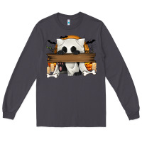 Smoke Personalized Halloween Ghost Cat Long Sleeve Tee - texasbilliewilder