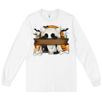 White Personalized Halloween Ghost Cat Long Sleeve Tee - texasbilliewilder