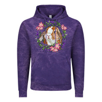 Cloud Purple Bunny Face With Floral Wreath Vintage Hoodie - RanaPortraitStore