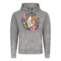 Cloud Rock Bunny Face With Floral Wreath Vintage Hoodie - RanaPortraitStore