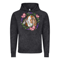 Vintage Black Bunny Face With Floral Wreath Vintage Hoodie - RanaPortraitStore