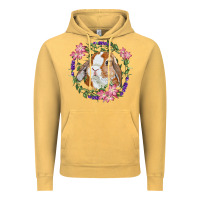 Vintage Mustard Bunny Face With Floral Wreath Vintage Hoodie - RanaPortraitStore