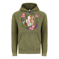 Bunny Face With Floral Wreath Vintage Hoodie | Teevron
