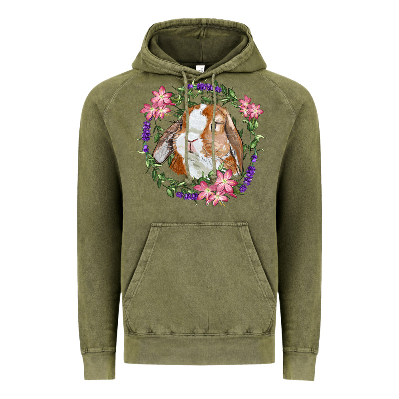 Bunny Face With Floral Wreath Vintage Hoodie by RanaPortraitStore | Teevron