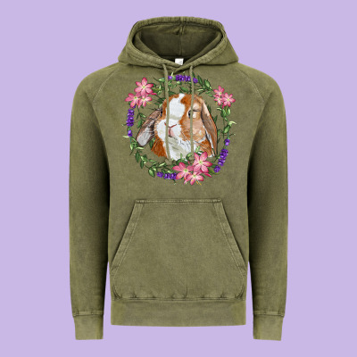 Bunny Face With Floral Wreath Vintage Hoodie Designed By Ranaportraitstore