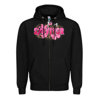 Black I' m survivor Breast Cancer Zipper Hoodie - FaDigitalArtStudio