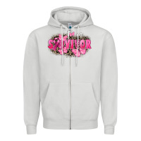 Dove Grey I' m survivor Breast Cancer Zipper Hoodie - FaDigitalArtStudio