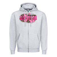 Heather Grey I' m survivor Breast Cancer Zipper Hoodie - FaDigitalArtStudio
