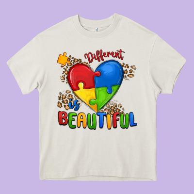 Different Is Beautiful Autism Heavy Core Tee Designed By Maliassmallbusiness