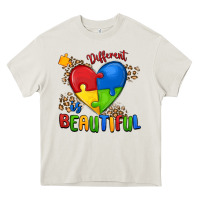 Cream different is beautiful autism Heavy Core Tee - MaliasSmallBusiness