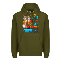 Army Green Half coffee half daycare provider Premium Hoodie - FaDigitalArtStudio