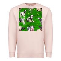 Pale Pink holstein cows seamless pattern Premium Sweatshirt - BundleAndBundleShop