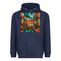 Navy western thanksgiving seamless pattern Heavyweight Hoodie - BundleAndBundleShop