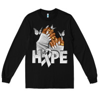 Black hope white ribbon lung cancer nails Long Sleeve Tee - NancyCooperArtShop