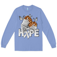 Colony Blue hope white ribbon lung cancer nails Long Sleeve Tee - NancyCooperArtShop