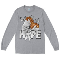 Heather Grey hope white ribbon lung cancer nails Long Sleeve Tee - NancyCooperArtShop