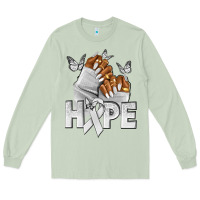 Matcha hope white ribbon lung cancer nails Long Sleeve Tee - NancyCooperArtShop
