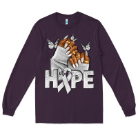 Plum hope white ribbon lung cancer nails Long Sleeve Tee - NancyCooperArtShop