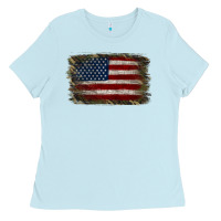 Baby Blue Camouflage Usa Flag Background Ladies Tee - Jasminsmagicworld
