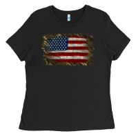 Black Camouflage Usa Flag Background Ladies Tee - Jasminsmagicworld
