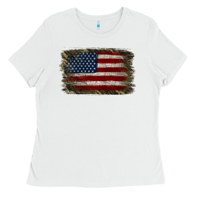 Camouflage Usa Flag Background Ladies Tee by Jasminsmagicworld | Teevron