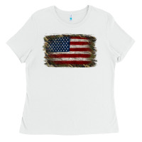 White Camouflage Usa Flag Background Ladies Tee - Jasminsmagicworld