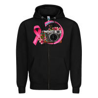 Black floral cancer ribbon vintage camera Zipper Hoodie - FaDigitalArtStudio