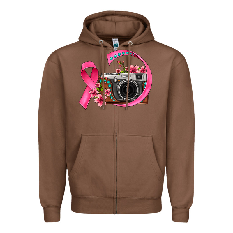 Floral Cancer Ribbon Vintage Camera Zipper Hoodie by FaDigitalArtStudio | Teevron